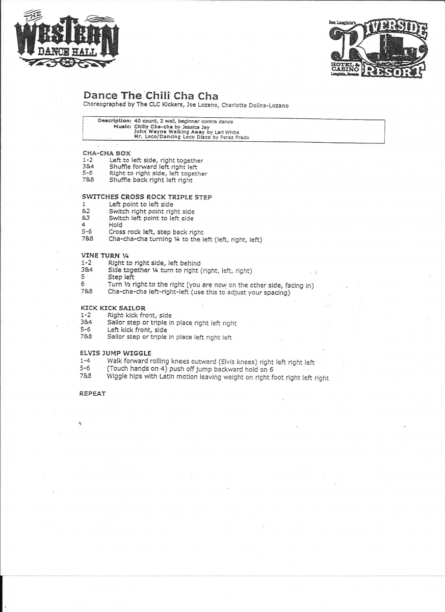 blue night cha line dance step sheet